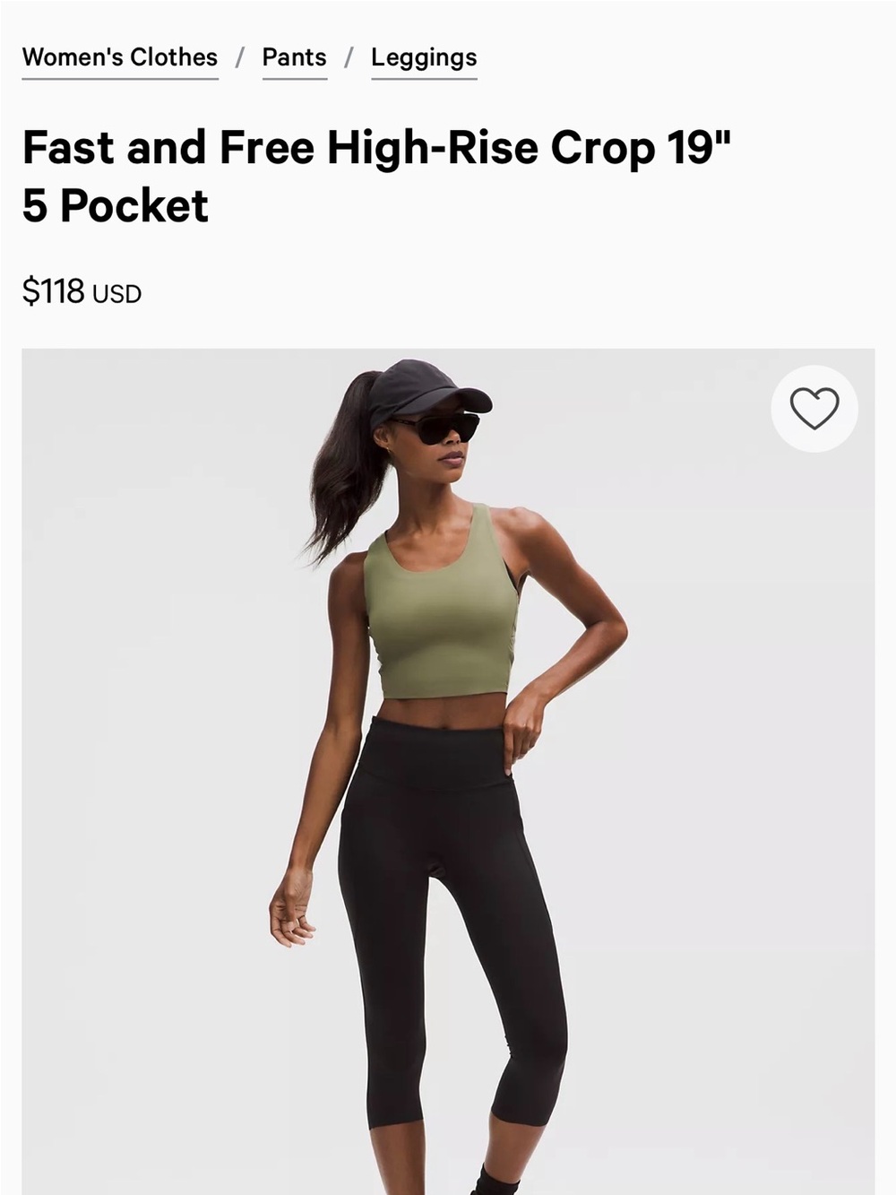 lululemon Fast and Free High-Rise Crop 19"